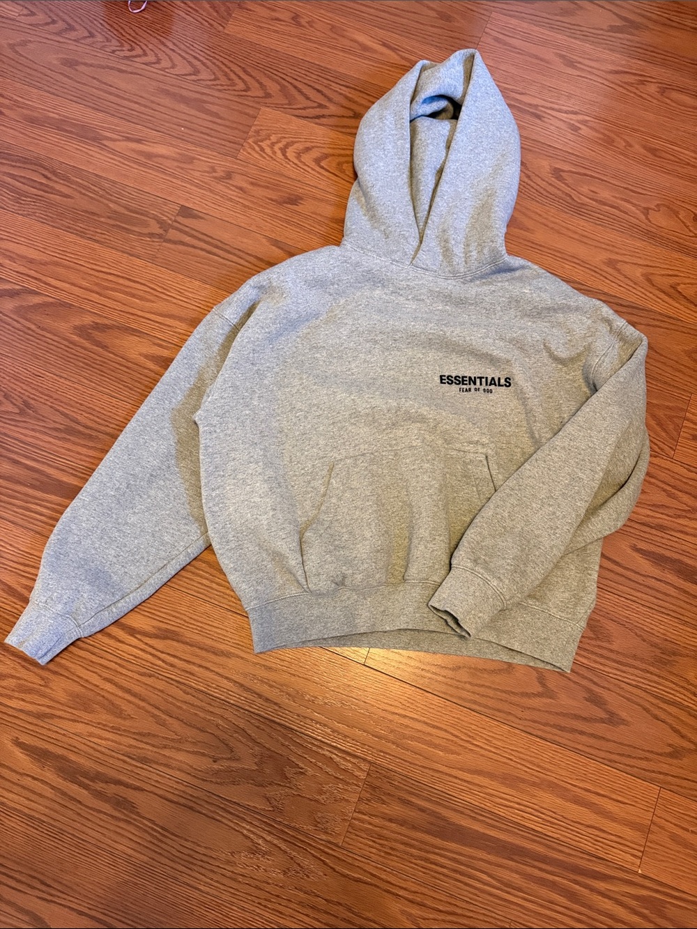 Essentials Men's Light Gray Crewneck Hoodie with Logo